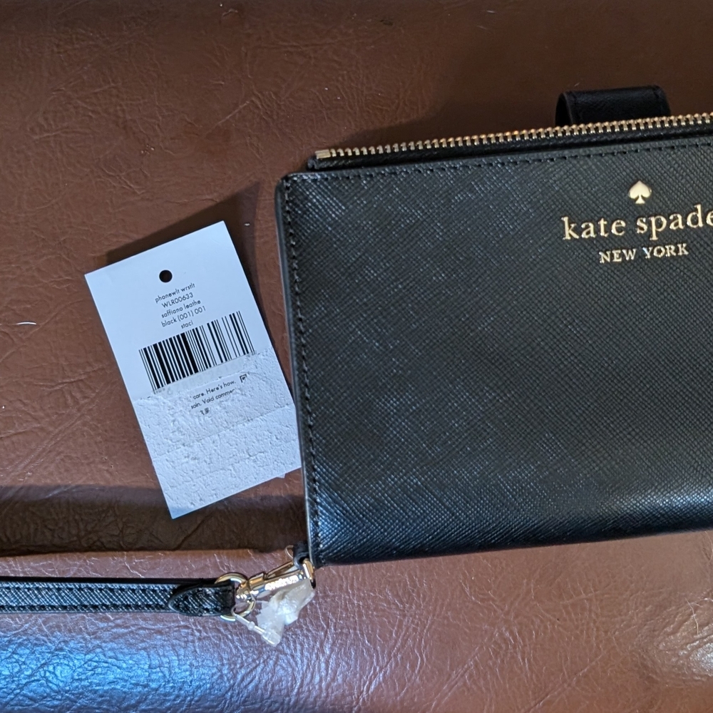Kate Spade Black Wristlet with Gold Accents - Picture 2 of 6
